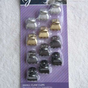 12 Goody Metallic Painted Plastic Small Hair Claw Clip Silver Gold Black Glitter